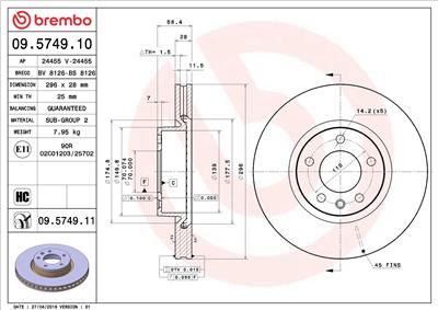BREMBO 09.5749.11 EAN: 8020584022788.
