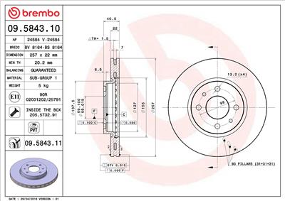 BREMBO 09.5843.11 EAN: 8020584023846.