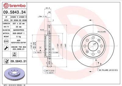 BREMBO 09.5843.31 EAN: 8020584216934.