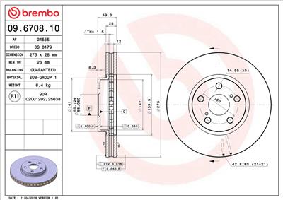 BREMBO 09.6708.10 EAN: 8020584670811.