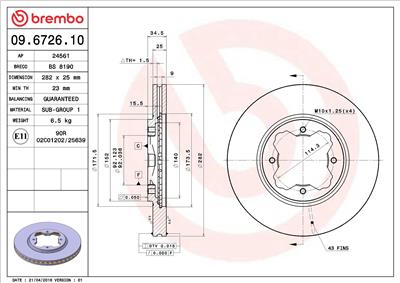 BREMBO 09.6726.10 EAN: 8020584672617.