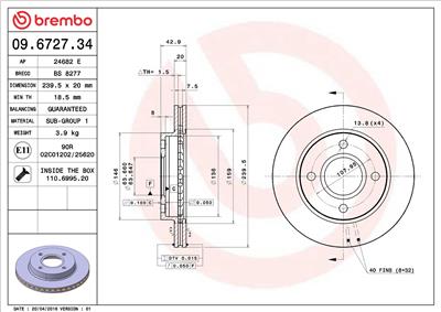 BREMBO 09.6727.34 EAN: 8020584013137.