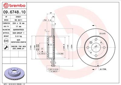 BREMBO 09.6748.10 EAN: 8020584674819.