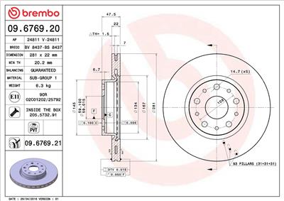 BREMBO 09.6769.21 EAN: 8020584035344.