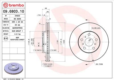 BREMBO 09.6803.10 EAN: 8020584680315.