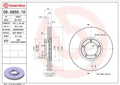 BREMBO 09.6959.10 EAN: 8020584695913.