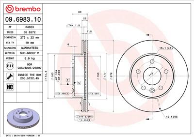 BREMBO 09.6983.10 EAN: 8020584698310.