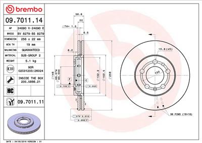 BREMBO 09.7011.11 EAN: 8020584023372.