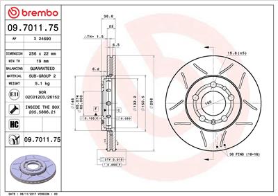 BREMBO 09.7011.75 EAN: 8020584011898.