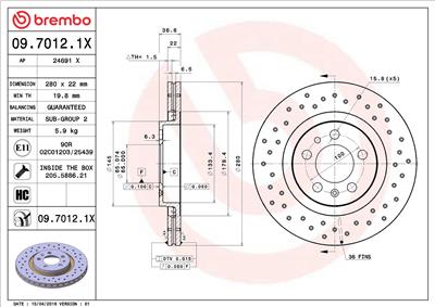 BREMBO 09.7012.1X EAN: 8020584212479.