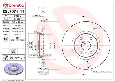 BREMBO 09.7074.11 EAN: 8020584011911.