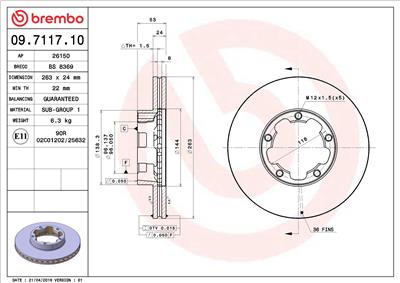 BREMBO 09.7117.10 EAN: 8020584711712.