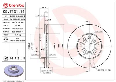 BREMBO 09.7131.11 EAN: 8020584210529.
