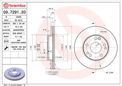BREMBO 09.7291.20 EAN: 8020584729120.