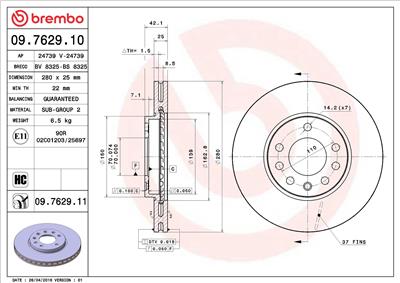 BREMBO 09.7629.10 EAN: 8020584762912.