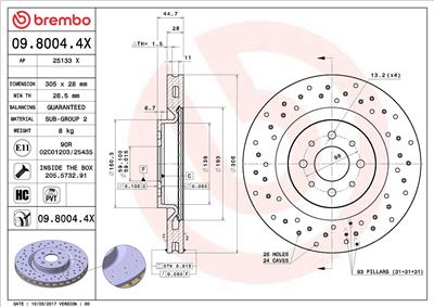 BREMBO 09.8004.4X EAN: 8020584227855.
