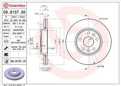 BREMBO 09.8137.31 EAN: 8020584039588.
