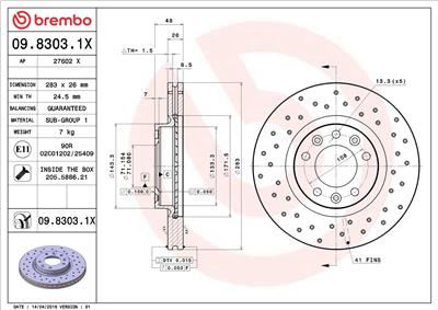 BREMBO 09.8303.1X EAN: 8020584217429.