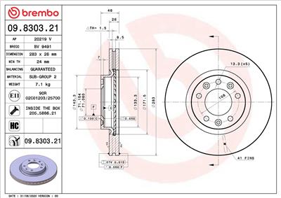 BREMBO 09.8303.21 EAN: 8020584315262.