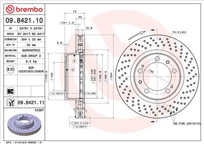 BREMBO 09.8421.11 EAN: 8020584031742.