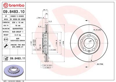 BREMBO 09.8483.11 EAN: 8020584216408.
