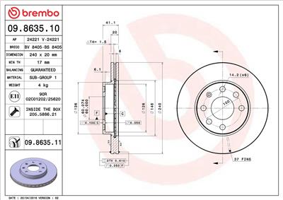 BREMBO 09.8635.11 EAN: 8020584211465.