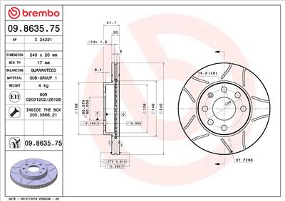 BREMBO 09.8635.75 EAN: 8020584863572.