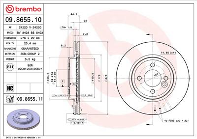 BREMBO 09.8655.11 EAN: 8020584013809.