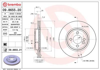BREMBO 09.8655.21 EAN: 8020584039816.