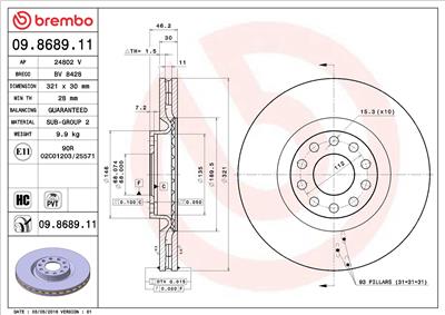 BREMBO 09.8689.11 EAN: 8020584013519.