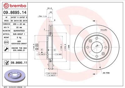 BREMBO 09.8695.11 EAN: 8020584031155.