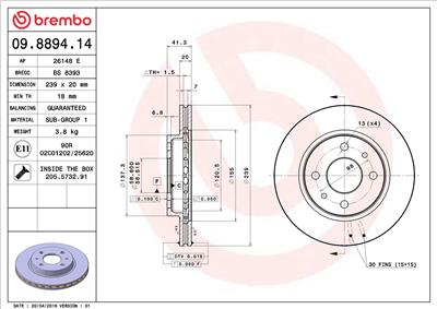 BREMBO 09.8894.14 EAN: 8020584013403.