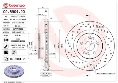 BREMBO 09.8904.21 EAN: 8020584217337.