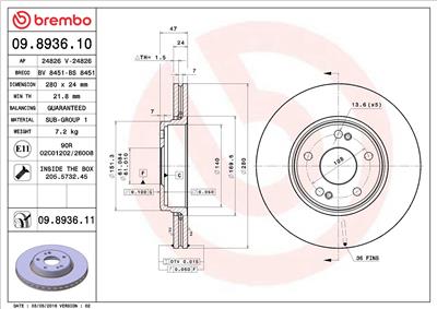 BREMBO 09.8936.11 EAN: 8020584033425.