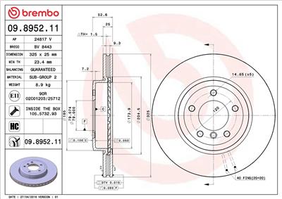 BREMBO 09.8952.11 EAN: 8020584014707.