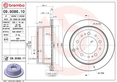 BREMBO 09.9086.11 EAN: 8020584034675.