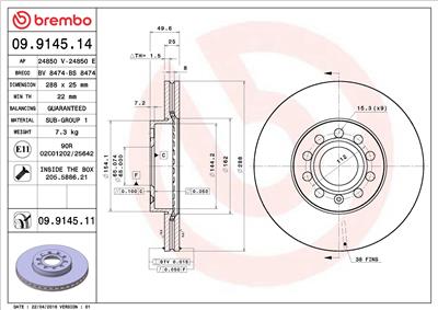 BREMBO 09.9145.11 EAN: 8020584024287.