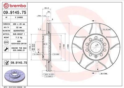 BREMBO 09.9145.75 EAN: 8020584015162.