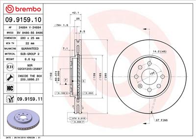 BREMBO 09.9159.11 EAN: 8020584022962.