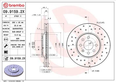 BREMBO 09.9159.2X EAN: 8020584217689.