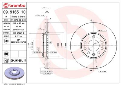 BREMBO 09.9165.10 EAN: 8020584916513.