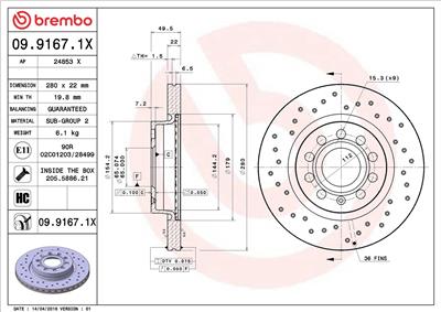 BREMBO 09.9167.1X EAN: 8020584212622.