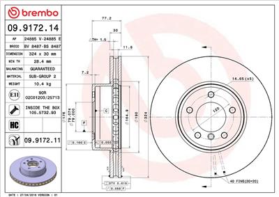 BREMBO 09.9172.11 EAN: 8020584022726.