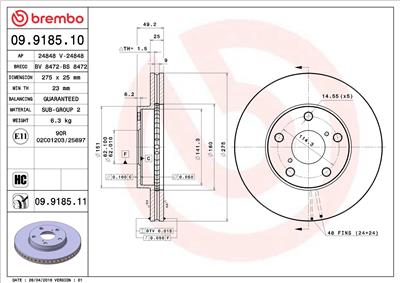 BREMBO 09.9185.11 EAN: 8020584032695.