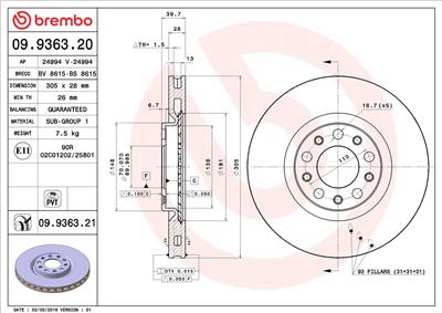 BREMBO 09.9363.21 EAN: 8020584024041.