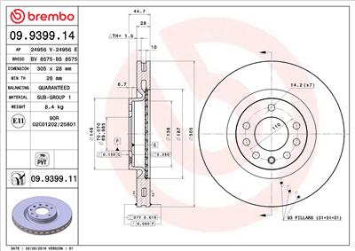 BREMBO 09.9399.11 EAN: 8020584018255.