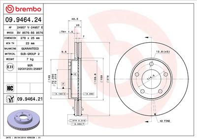 BREMBO 09.9464.21 EAN: 8020584031339.