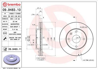 BREMBO 09.9483.11 EAN: 8020584211922.