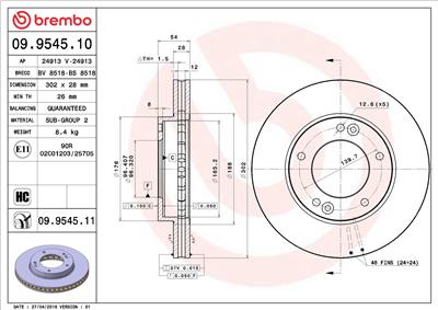 BREMBO 09.9545.11 EAN: 8020584034705.