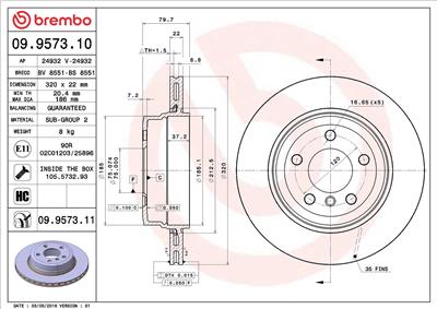 BREMBO 09.9573.11 EAN: 8020584025116.